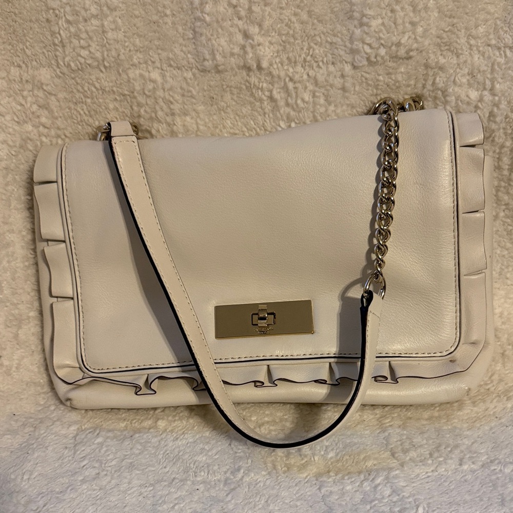 Kate Spade White Leather Shoulder Bag with Chain